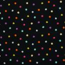 Baumwolljersey Flowerpop bunte Punkte auf schwarz Swafing