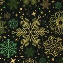 Baumwollstoff JOYFUL CHRISTMAS Sterne auf Grün