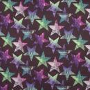 Softshell bunte Sterne auf Aubergine/violett